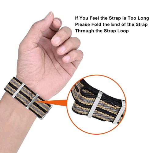 ANNEFIT Nylon Watch Band 18mm, One-Piece Waterproof Military Watch Straps with Heavy Silver Buckle (Black/Khaki/Grey) by ANNEFIT - Used condition - Image 6