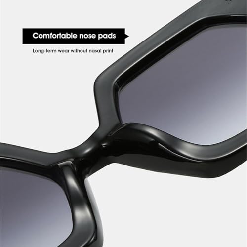 Vintage Polygon Sunglasses Women Fashion Metal Rivets Uv4004