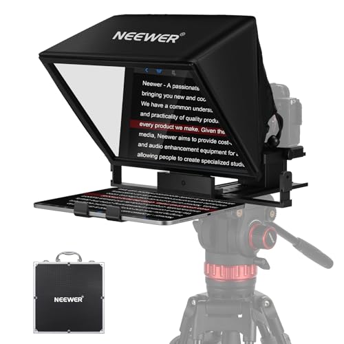 NEEWER Téléprompteur X14 II avec Support Caméra Réglable Amélioré, Plaque QR Compatible avec Manfrotto 501PL, Séparateur de Faisceau HD 14' Cadre Entièrement en Métal pour iPad iPhone Samsung DSLR