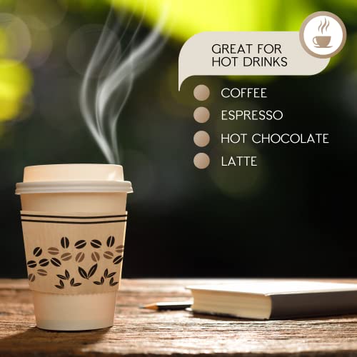 100 pack Coffee Cup Sleeves Disposable 10-20 oz for Hot Drinks Paper Corrugated Coffee Sleeves Reusable Heat Insulation & Hand Protection Holds Hot and Cold Drinks Espresso Coffee Milk Tea - Thumbnail 5