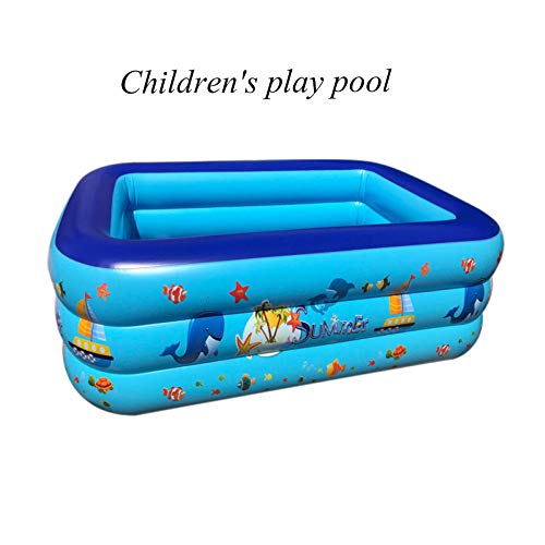 ZHKGANG Swimming Pool Children's Inflatable Thick Paddling Pool Baby Bath Pool Summer Outdoor Rectangular Swimming Pool,Multi-colored-130 * 100 * 55cm