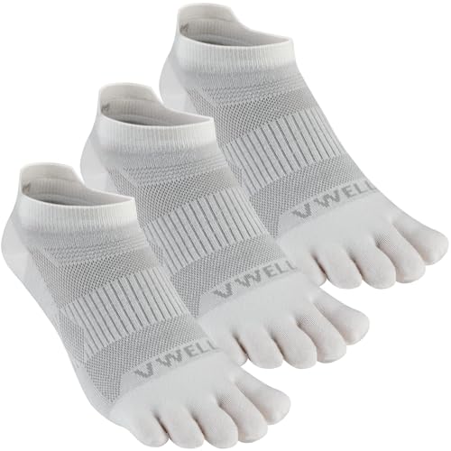 VWELL Merino Wool Toe Socks for Men Women Ankle Five Finger socks Athletic Running Moisture Wicking (3Pairs)