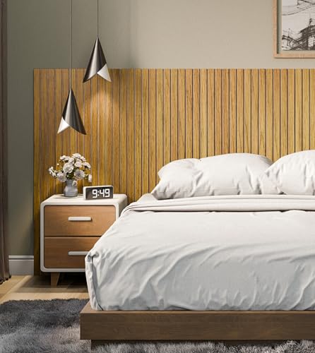 Painel Cabeceira Ripada Para Cama Casal Queen King Quarto Cor Nature - Beauty Móveis
