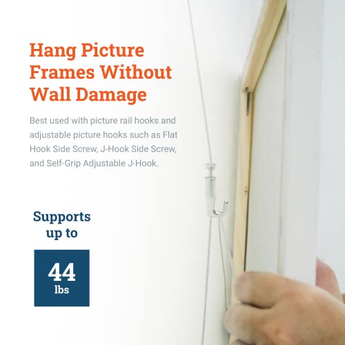 Image of Loop Hanging Steel Cables 72-inch - Supports 25 lbs - 5 Pack - Stainless Steel Braided Picture Hanging Cord for Picture Rail System