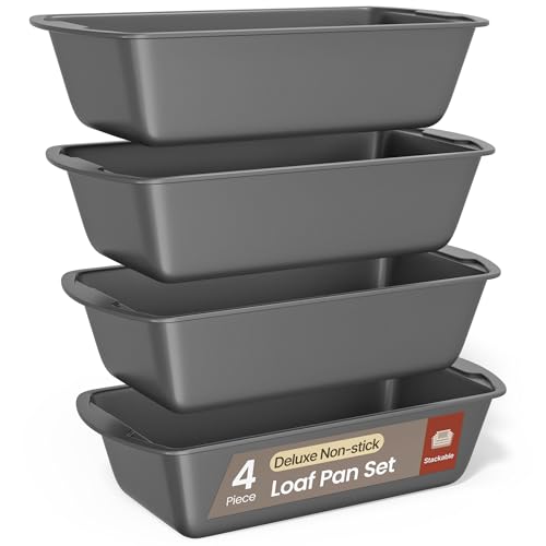 Bakken- Swiss BAKKENMASTER Loaf Pan Set 4-Piece - Deluxe Nonstick Carbon Steel Bakeware for Perfect Bread and Cakes – Dishwasher Safe, Premium Pans for Home Baking