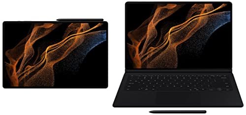 Image of Samsung Galaxy Tab S8 Ultra 37.08 cm (14.6 inch) sAMOLED Display, RAM 12 GB, ROM 256 GB Expandable, S Pen in-Box, Wi-Fi+ 5G Tablet, Graphite Original Tab S8 Ultra Keyboar Book Cover, Black