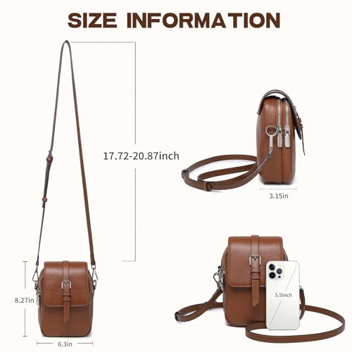 Image of Genuine Leather Crossbody Bags for Women, Small Crossbody Bag for Women,Phone Purses with Adjustable Strap for Travel
