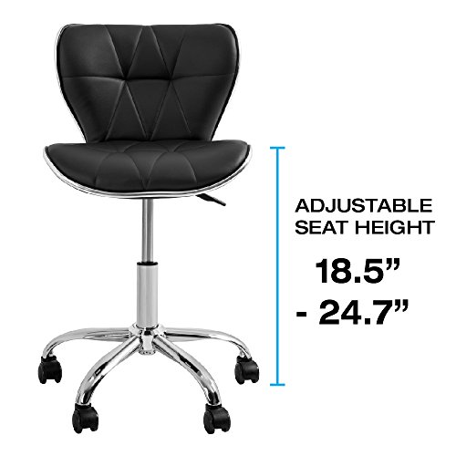 YK-9301 Stool with Adjustable Foot Rest Rolling Chair (Set of 2) (Dark Brown)