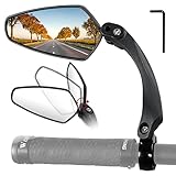Fahrrad Rückspiegel Klappbar | 21-23mm Fahrrad Flacher Rückspiegel | 360 ° Verstellbar und Drehbar Fahrrad Spiegel | Schlagfest | HD Glasspiegel für Mountainbike Rennrad E-Bikes（links）