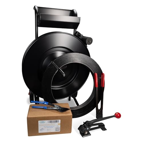 Image of Steel Strapping Kit - 3 /4 inch x 1860' (1770 lbs Break Strength) & 1000 Strapping Seals & Tensioner & Sealer & Dispenser - Extra Durable Packaging Steel Strapping Solution - P.SSK.34.FULL by IDL Packaging