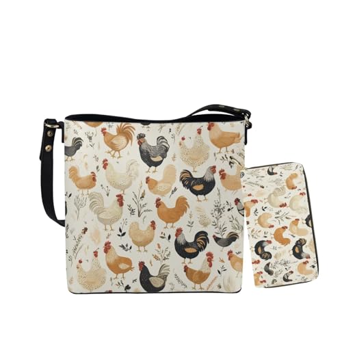 Image of HUGS IDEA Leather Purses and Handbag for Women Bucket Bag with Wrist Wallet 2 Packs