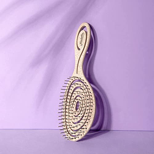 Ninabella Spazzola Lisciante per Donne, Uomini e Bambini - Antinodo - Per Capelli Bagnati Lisci o Ricci - Districante a Spirale - natura - 5