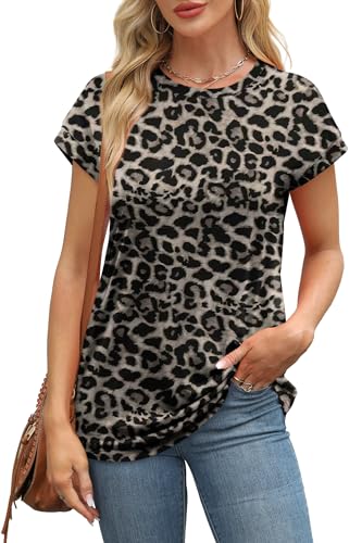 Image of Alaroo Womens Summer Tops Short Sleeve Shirts Crew Neck Tshirt Cute Trendy Tunic Blouses (S-3XL)