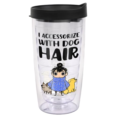 LOGOVISION I Accessorize With Dog Hair Pet Fur Double-Walled Plastic Travel Tumbler Keeps Drinks Hot & Cold, 16oz.