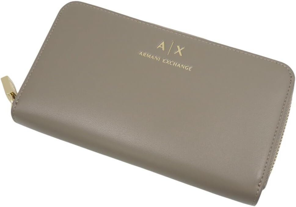 Armani Exchange XW000359 AF12040 Womens Round Zipper Long Wallet With Coin Purse Brown Bus
