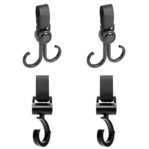2 Stück Kinderwagenhaken Und 2 Hakentaschen, Vordere Aufhängehaken, Drehbare Multifunktionshaken, Haken Für Einkaufstaschen, Aufbewahrungsclips Für Einkaufstaschen.