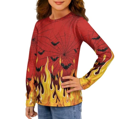 Image of Girls Long Sleeve Shirts Casual Crewneck Soft T-shirts for Girls 3-16 Years Old
