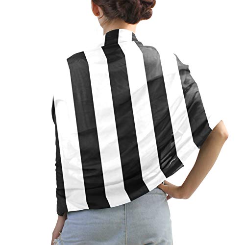 MNSRUU Black White Striped Scarf for Women Lightweight Sheer Fashion Scarves Silk Feeling Scarf Sunscreen Shawls Wrap4