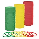 Muka 100 PCS Thin Silicone Bracelets, Elastic Rubber Wristband for Women Men Teen (Red Yellow Green)