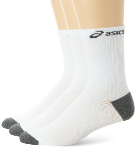 ASICS LT Crew Socks (3-Pack), White/Grey, Large