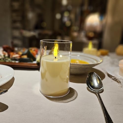 Image of Novelty Candle LED Flickering Flameless Candles,Battery Operated for Home Christmas Wedding Celebration Decor,Party /Wedding, Ivory, Pack of 3
