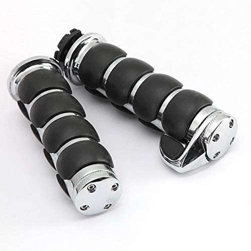 INNOGLOW Motorcycle Hand Grips 1" Universal Non-Slip Handgrips Handlebar Grips with Throttle Assist Chrome Black Aluminum Rubber for Harley Kawasiki Suzuki Cruisers - Thumbnail 4