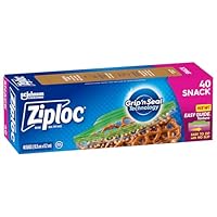 Ziploc Snack Bags 40 Pack – Resealable BPA-Free Food Storage, Ideal for Portion Control & Travel