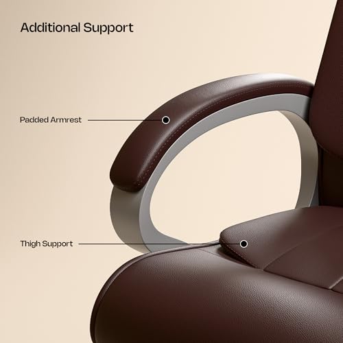 Image of Green Soul Kiev Orthopedic Boss Chair | Leatherette Office Chair | Ergonomic Executive Chair with Spacious Cushioned Seat | Heavy Duty Metal Base | Rocking Function (Brown)