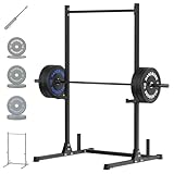 HANDBODE Squat Rack, 7ft Barbell, Weight Plates Set 160 lb, Home Gym Equipment, Black