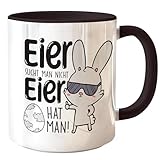 hoppala Ostertasse – Lustige Geschenkidee für Männer Frauen Erwachsene mit Spruch Kaffeetasse, Teetasse Ostergeschenk, Keramik 325 ml