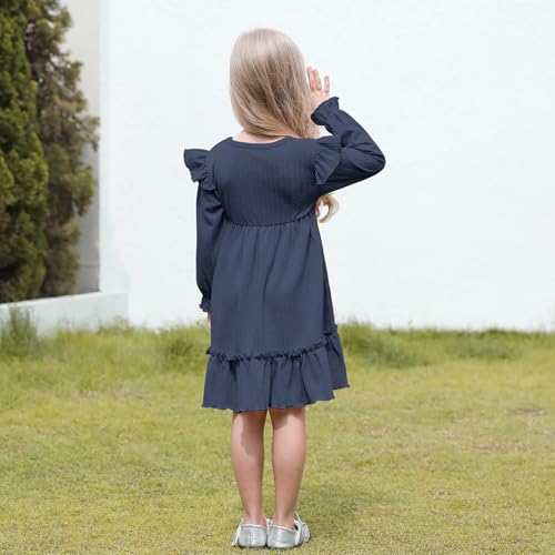DREAM BUS Ruffle Long Sleeve Baby Girls Sweater Dress Holiday and Party Textured Toddler Fall Dress for 18M-6 Years3