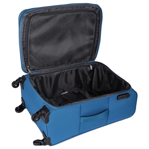Image of American Tourister Apolo 70 cms Check-in Polyester Soft Sided 4 Spinner Wheels Luggage /Suitcase /Trolley Bag (Blue)