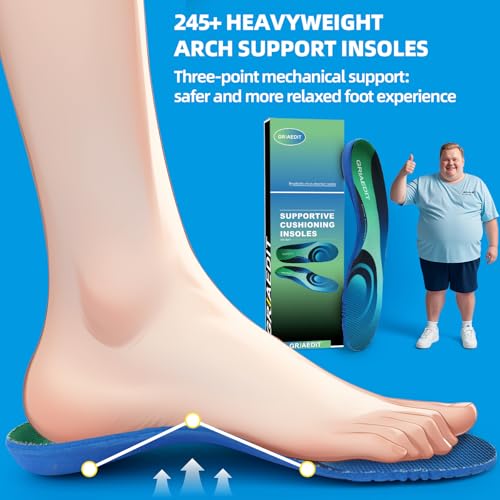 Image of Plantar Fasciitis Insoles for Men Women, High Arch Support Orthotic Inserts for Flat Feet Pain Relief, Shock Absorbing Inserts for Standing All Day, Work Boots M5-5.5 /W7-7.5