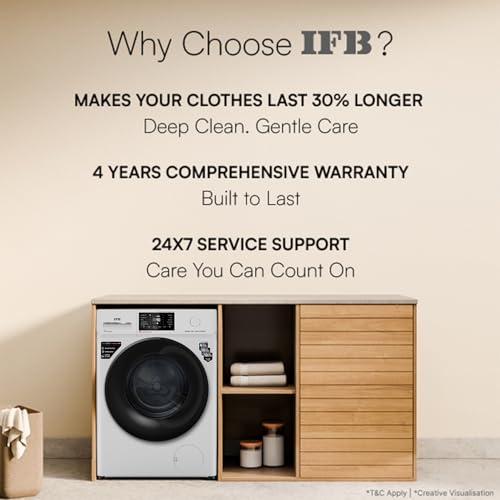 Image of IFB 7 Kg 5 Star, DeepClean Technology, AI Powered, WiFi, Fully Automatic Front Load Washing Machine (SERENA GXN 7012 CMS, PowerSteam, 9 Swirl, Steam Refresh, Inbuilt Heater, Eco Inverter, Grey)