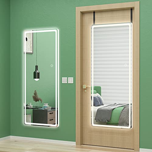 Hasipu Full Length Over The Door Mirror with Lights for Bedroom, Living Room, Cloakroom, White