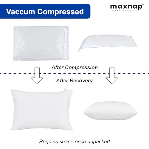 Image of Fresh Resto Hollow Fiber Sleeping Pillow | Soft & Fluffy Support | White | 27 x 17 Inch | Pack of 4
