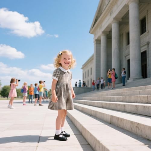 Image of GINFIVE Toddler Girls Dress Shoes Little Kids Flats School Mary Janes Shoes