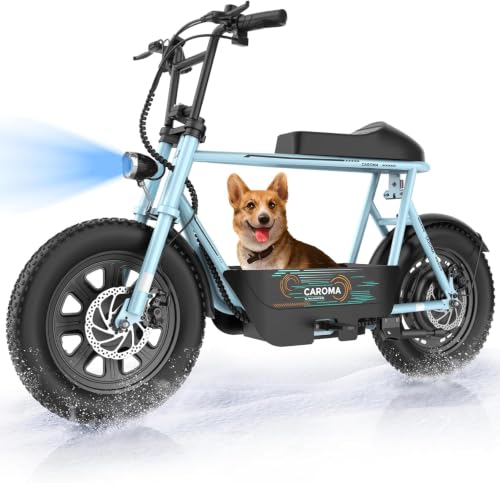 Image of Caroma Peak 1200W Electric Scooter with Seat, 16 inch Fat Tire Electric Dirt Bike, Max 30Miles Ranges, Top Speed 20Mph, Electric Motorcycle Mini Bike with Basket for Pets & Cargo, UL 2272 Certified