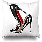 Throw Pillow Covers Red Bottoms Stilettos Shoes Black High Heels Pillowslip Square Sofa Cute 18 x 18...