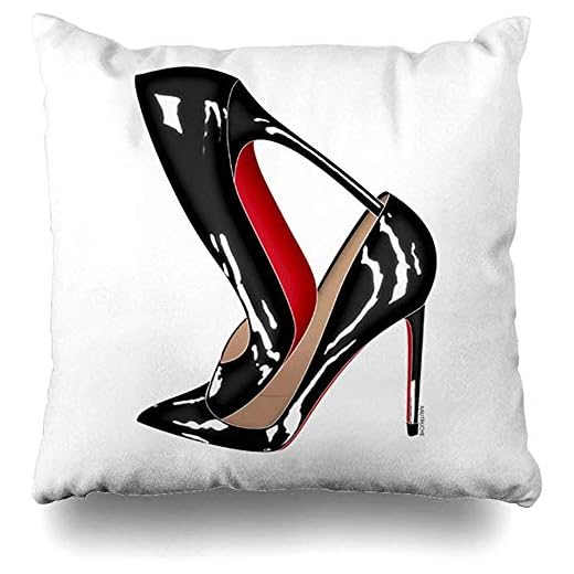 Throw Pillow Covers Red Bottoms Stilettos Shoes Black High Heels Pillowslip Square Sofa Cute 18 x 18 Inches Cushion Cases Pillowcases