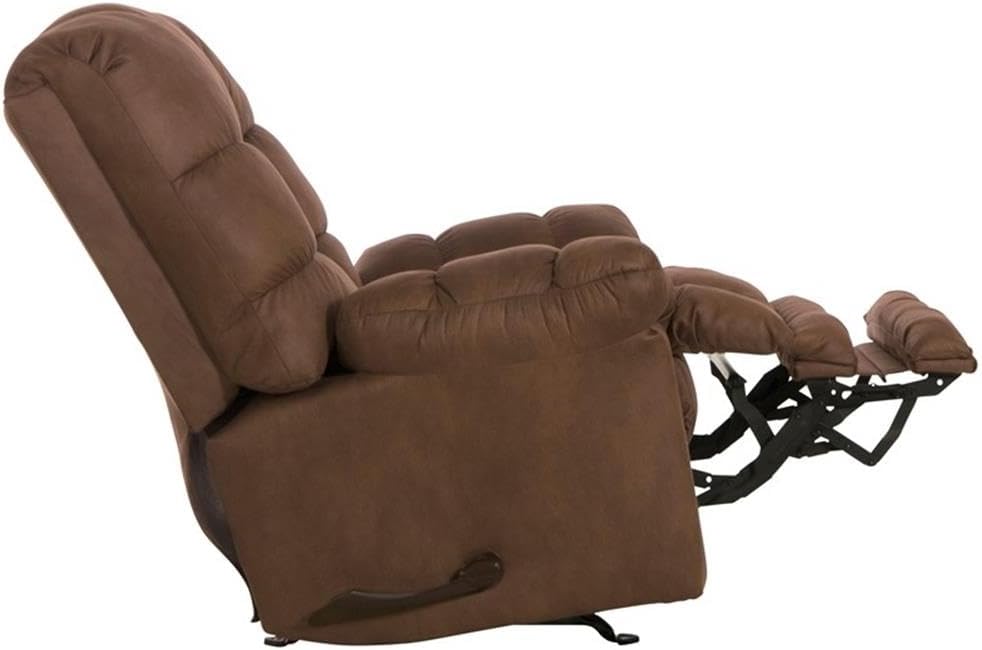 Catnapper Cochran Oversized Extension Footrest Rocker Recliner in Brown Fabric