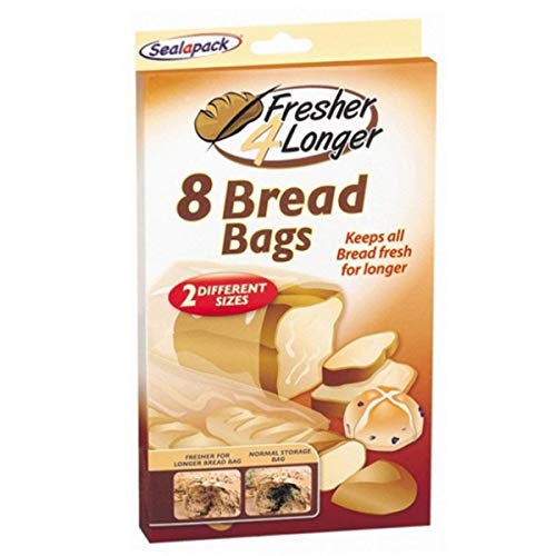 Unknown 2X 8 Piece Bread Bags, Clear, Disposable, Rectangular, Plastic, Sealed edge with zipper closure, Multiple Sizes, Zipper, Different Sizes, 16 count