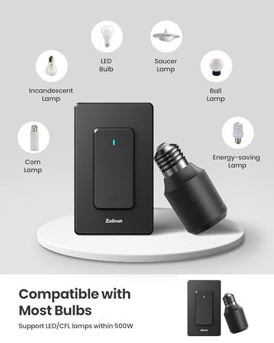 Zoiinet 500W Black Remote Control Light Bulb Socket, Wireless Light Switch for Pull Chain Lighting Fixture, E26 E27 Bulbs Base Holder, No Wiring Needed, for Bedroom, Stair, Closet & Garage - Thumbnail 4