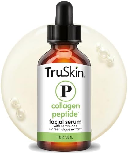 TruSkin Peptide Serum for Face - Pro Collagen Multi-Peptide Anti-Aging Serum with Tripeptide-29 & Ceramides - Supports Skin’s Natural Collagen & Barrier for Firmer-Looking Skin, 1 fl oz