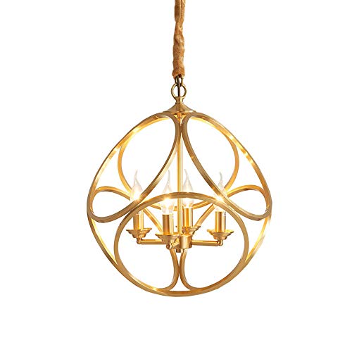 Preisvergleich Produktbild CRYGD Metall Globe Kronleuchter, Kupfermaterial Beleuchtung Hang, 4 Licht Kugel Hängende Beleuchtung-Befestigung Für Esszimmer, Schlafzimmer, Entryway