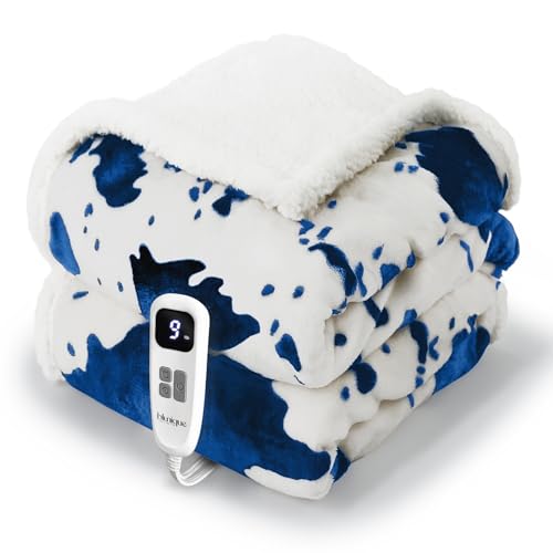 blunique Cow Print Heated Throw Blanket Electric Blanket-Heating Blanket Throw