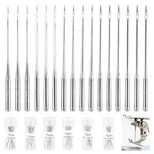 Household Sewing Machine Needles, 6 Sizes Assorted 65/9, 75/11, 80/12, 90/14, 100/16, 110/18, Full Gauge Universal Regular Point for Singer, Brother, Janome, Varmax, Etc. (120 Pcs)