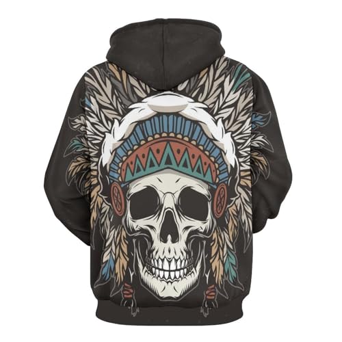 Sweat à capuche tribal UMENG : pull unisexe noir taille S - 3