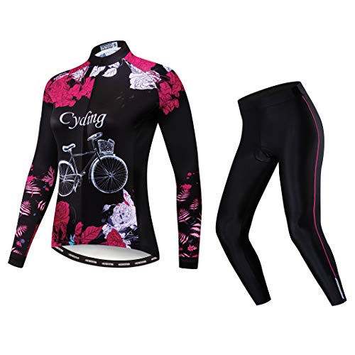 JPOJPO Women's Cycling Jersey, Long Sleeve Bike Jersey, Spring Autumn Youth Girl Ladies Clothing