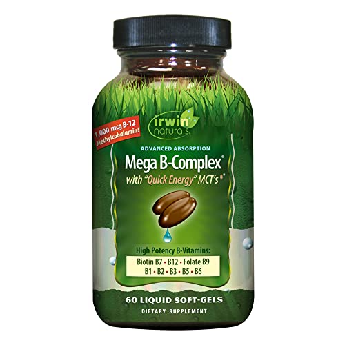 Irwin Naturals Advanced Absorption Mega-B Complex - 60 Liquid Soft-Gels - High Potency B-Vitamins With Quick Energy Mcts - 60 Servings #TOP26
